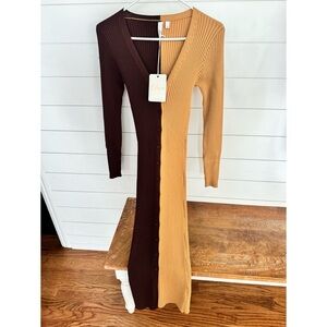 Colorblock Ribbed Midi Dress (STAUD-inspired)